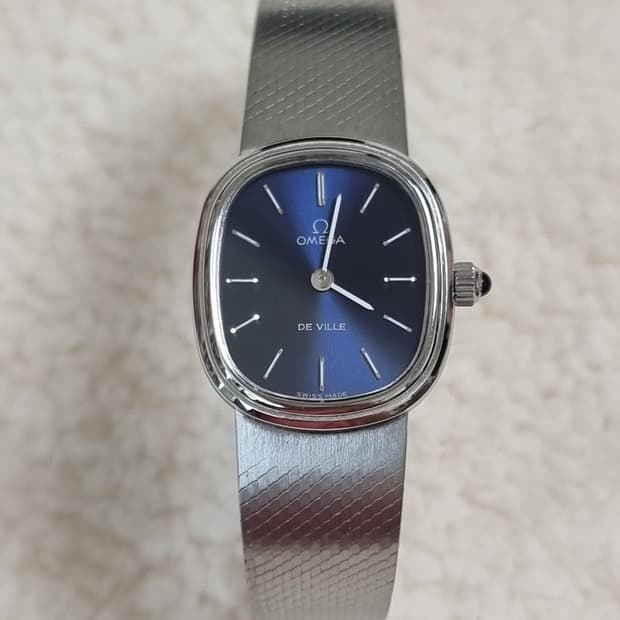 [OMEGA] 오메가 드빌 엘립스 딥블루 선레이 수동 여성용 시계
