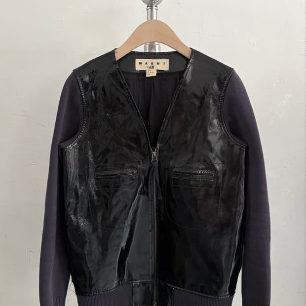 MARNI x H&M 마르니 H&M 니트 레더 투웨이 자켓
