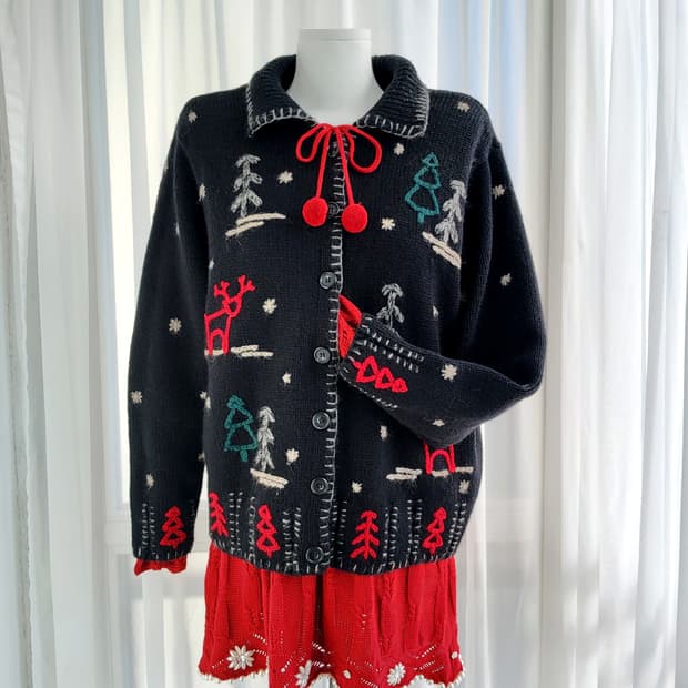 빈티지 크리스마스 니트 가디건