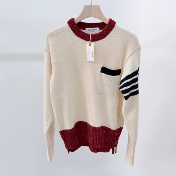 [미사용/40] 톰브라운 사선완장 여성 모헤어 트위드 니트