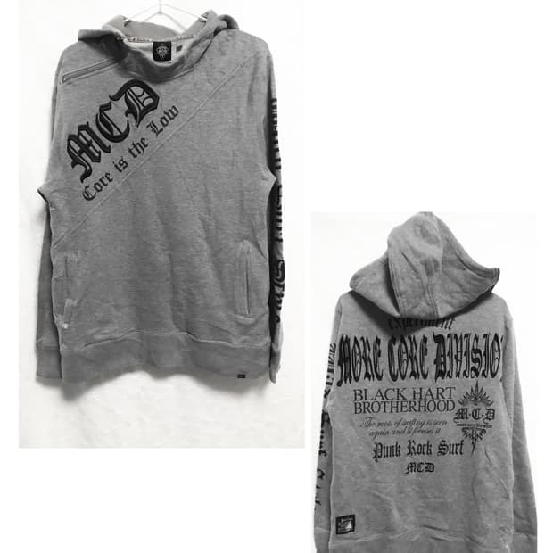 빈티지 펑크 사선 지퍼 레터링 후드 맨투맨 탑