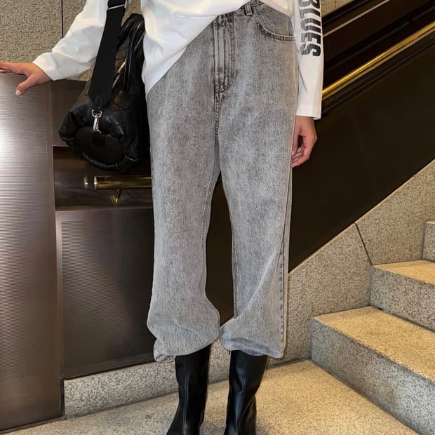 드래곤블루스 스트레이트 워시드 진 - 쏠트그레이