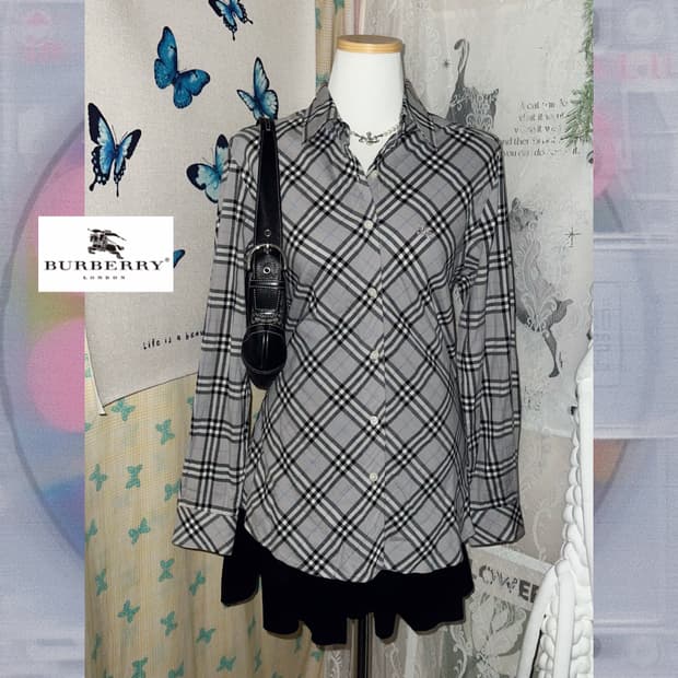 버버리 그레이 체크 셔츠