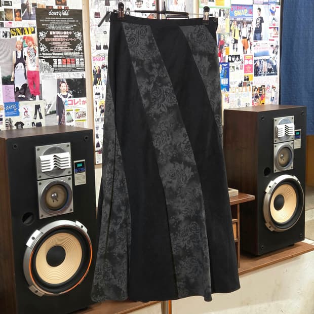 JPN 오리엔탈 플라워 패턴 머메이드 스커트