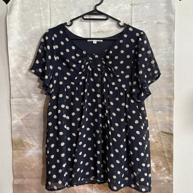 Dot ribon blouse