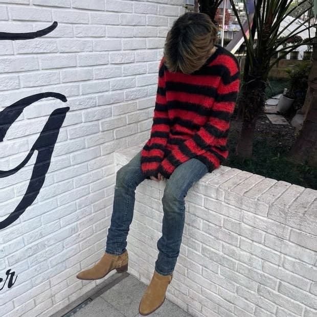 H&M 커트코베인 스트라이프 모헤어니트