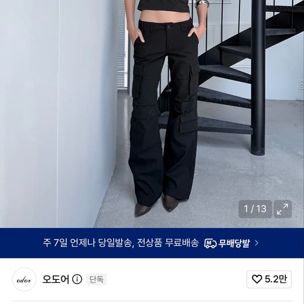 오도어 range cargo pants (1size, black)