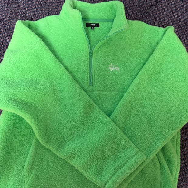 스투시 하프 짚 모크 넥 멜론 플리스 아노락 하프집업