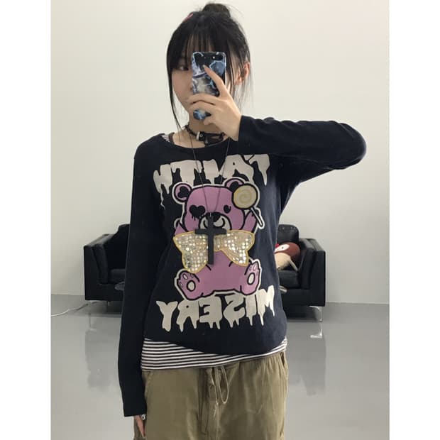 Jpn Kitsch Graphic Long Sleeve T-Shirts
