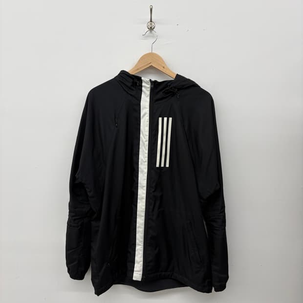 아디다스 블랙 윈드브레이커 후드 자켓 남성 XL
