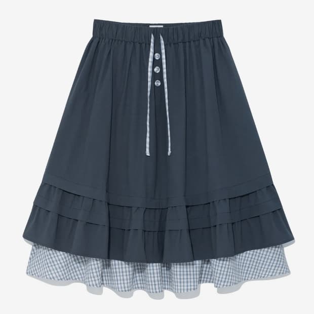 더콜디스트모먼트 TCM check pintuck layered skirt