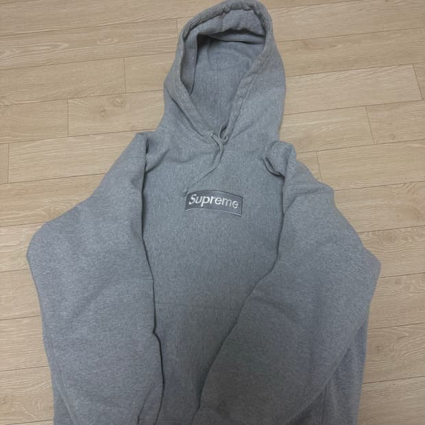[L] 슈프림 박스로고 후드 그레이