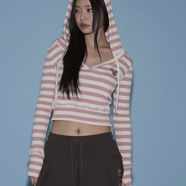 플리즈노팔로우 디어 크롭 후디