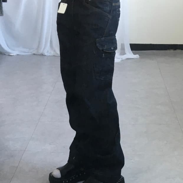 Line detail denim cargo pants