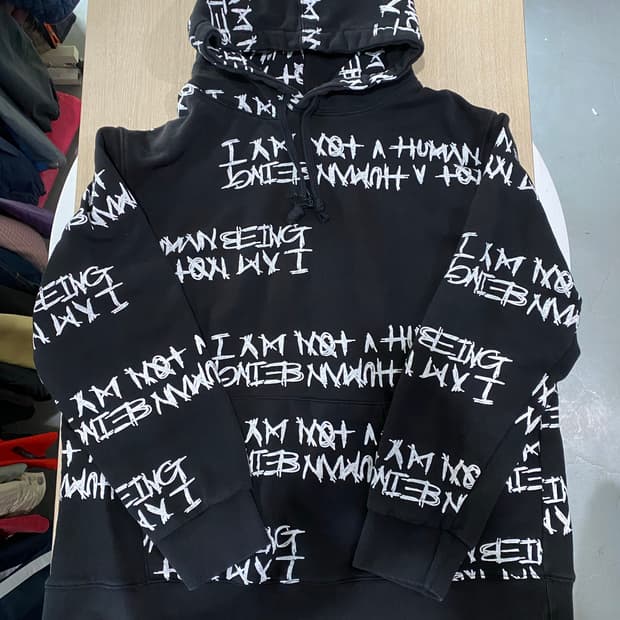 아임낫어휴먼비잉 레터링 후드티 XL
