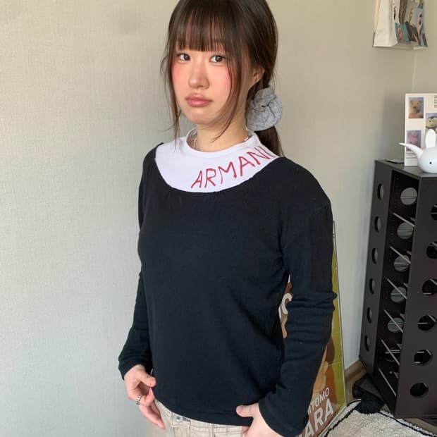 armani jeans, layered top