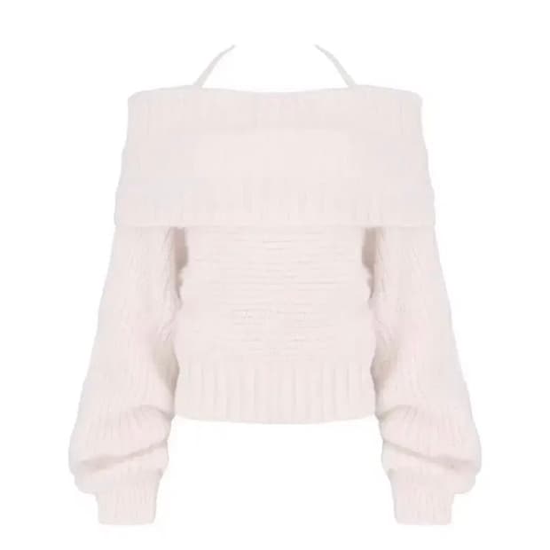 클리시어 팔레트 오프숄더 니트 핑크