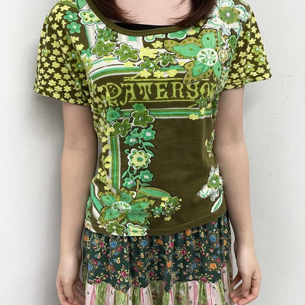 y2k 플라워 에스닉 비즈 탑