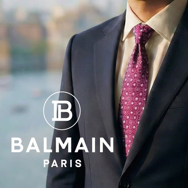 피에르 발망 실크 퍼플 기하 패턴 넥타이 9.3cm A+등급 A19703