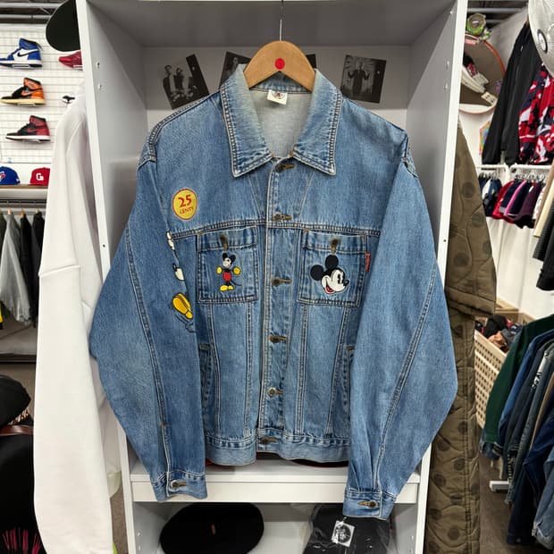 (L) 90s 디즈니 미키마우스 데님 자켓 청자켓