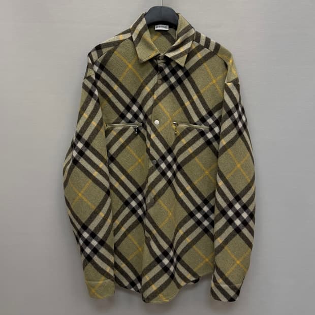 버버리 체크 울 블렌드 오버셔츠 ( 95~100 )