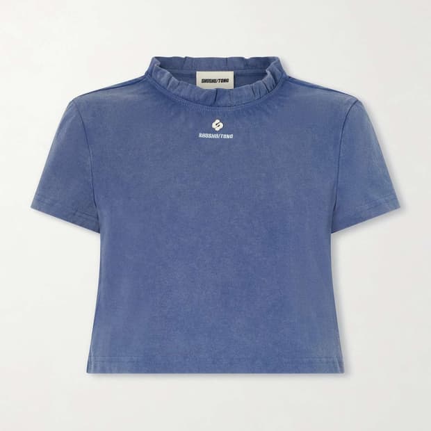 [8,10]슈슈통 26ss Wave 레이스 카라 티셔츠/블루