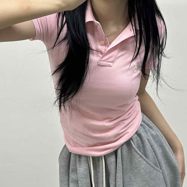 폴로 랄프로렌 베이비핑크 여리핏 걸즈 pk 반팔 카라티(XS)