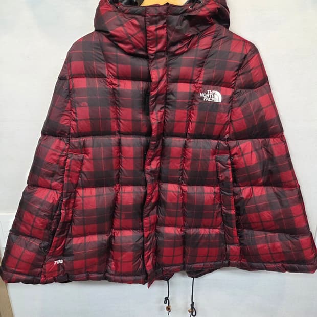 노스페이스 700 판초 체크 구스다운 패딩 90