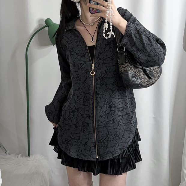 그레이 & 블랙 유니크 집업 자켓