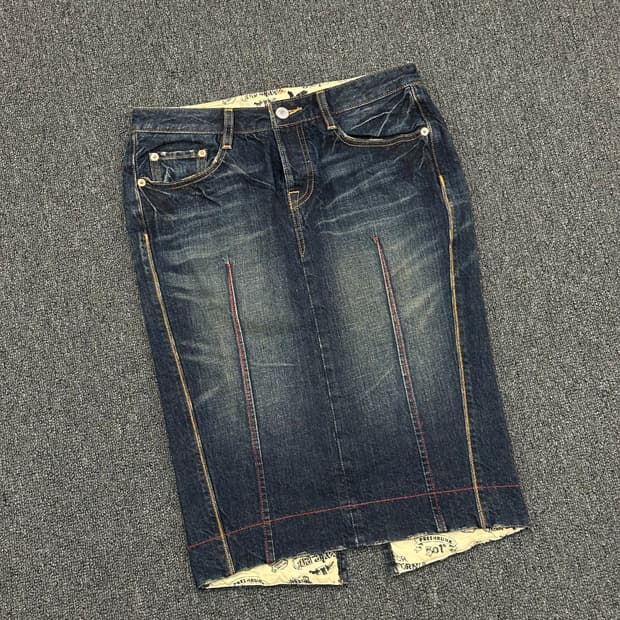 M)Levi 리바이스 빈티지 진청 커팅 데님 스커트