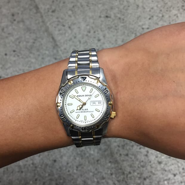 90s seiko alba aqua gear combi day-date