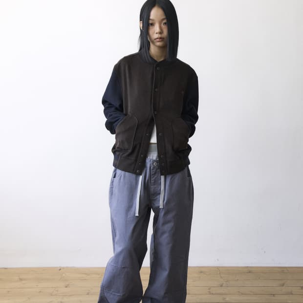 TCM mini logo varsity jacket (brown/navy