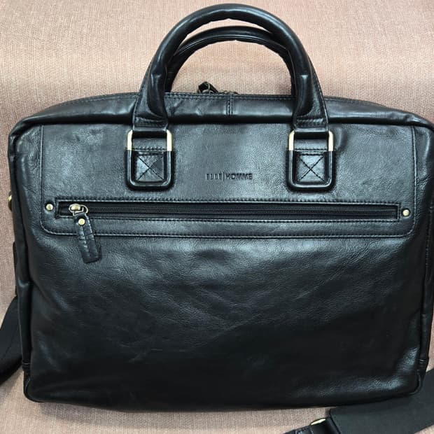 엘르옴므 블랙 가죽 서류 가방