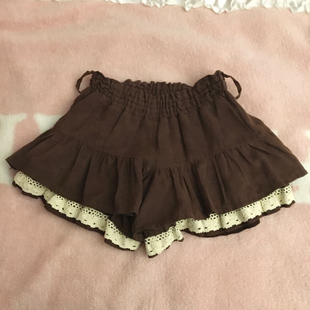 빈티지 라떼갸루 초코 브라운 레이스 큐롯 스커트 히메갸루