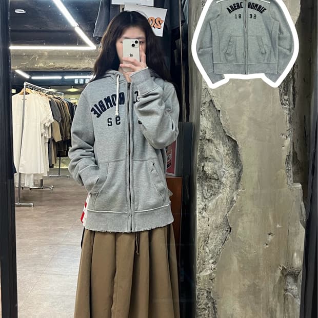 아베크롬비 기모 후드집업 그레이 L #csz3998