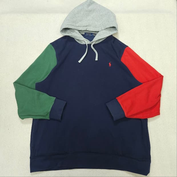 폴로 랄프 로렌 신형 컬러 블록 후드티 XXL