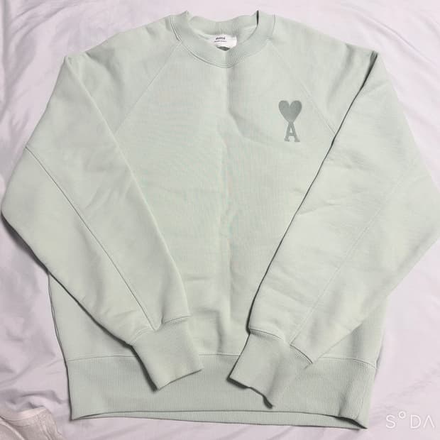 아미 스몰 하트 로고 민트 맨투맨 M