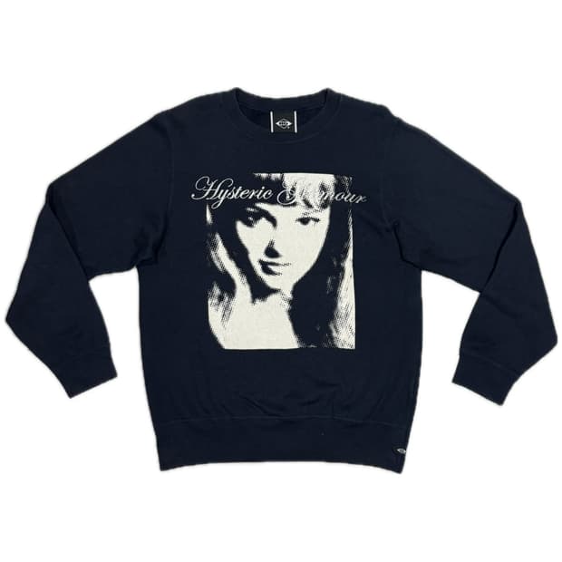 히스테릭 글래머 아카이브 히스걸 로고 글리터 프린팅 기모 맨투맨 스웨터