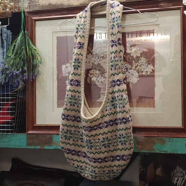 90s 폴로 페어아일 니트백 숄더백 토트