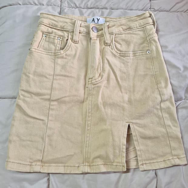 베이지 미니 숏 스커트 , 팬츠 ( 치마바지 ) S