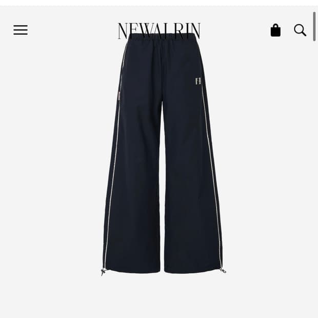 뉴얼린 엠블럼 나일론 와이드 팬츠(네이비)