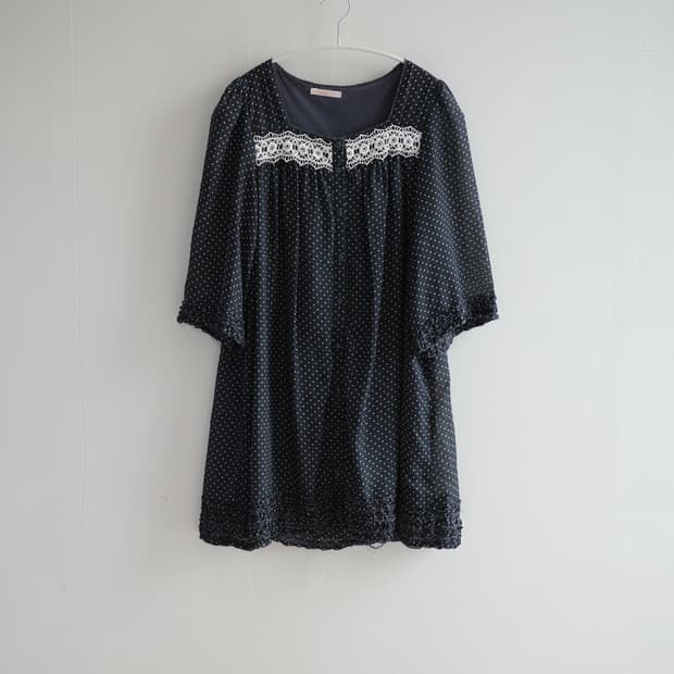 Black polka dot lace blouse