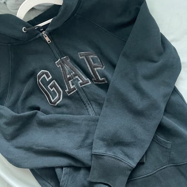 갭 올블랙 후드집업 XL