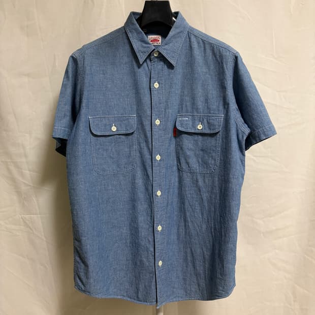 리바이스 오렌지탭 샴브레이 반팔셔츠 / 블루, M