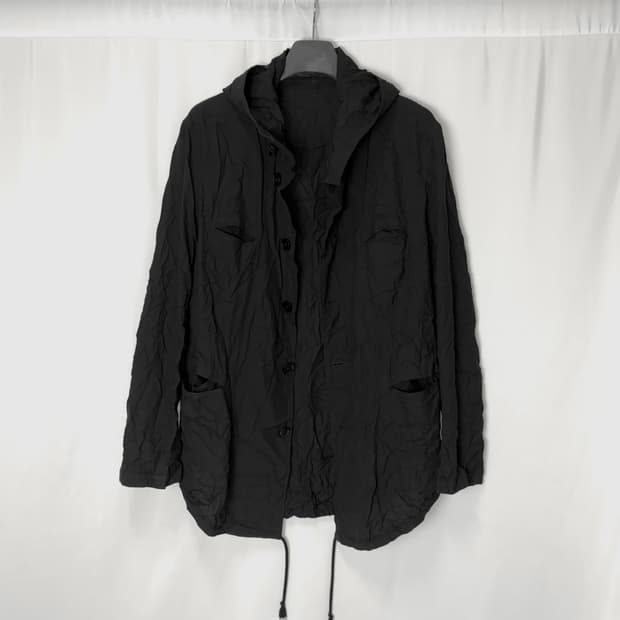요지야마모토 뿌르옴므 14ss 주름가공 후드 자켓