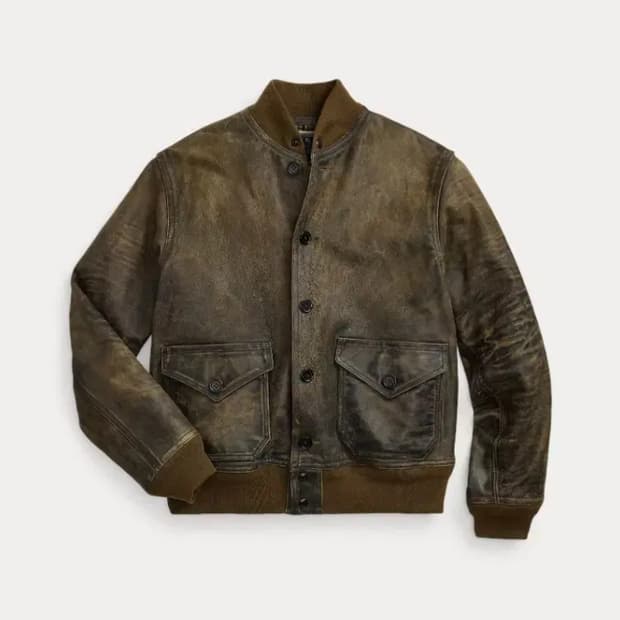 RRL 더블알엘 인디고 레더 보머 자켓