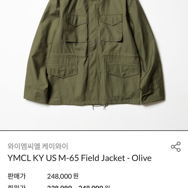 Ymclky M-65 필드자켓