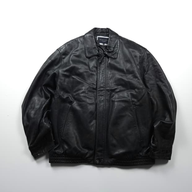 GALAXY 램스킨 블랙 레더 봄버 자켓 (L)