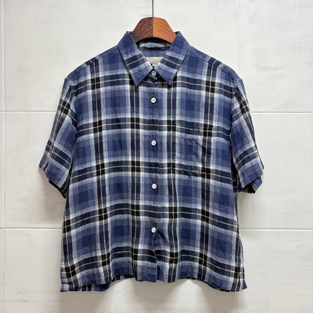 Margaret Howell 마가렛호웰 린넨 체크 반팔 셔츠