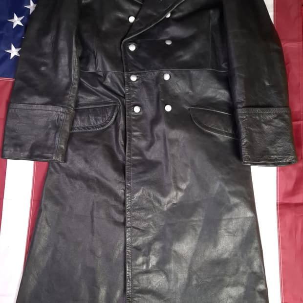 WW2 대전용 MIL-TEC 복각 독일군 장교 리얼레더 트렌치코트